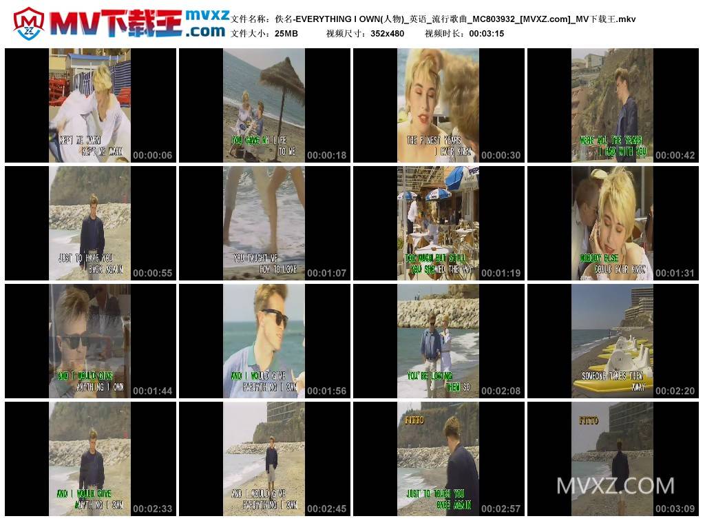 佚名-EVERYTHING I OWN(人物)_英语_流行歌曲_MC803932